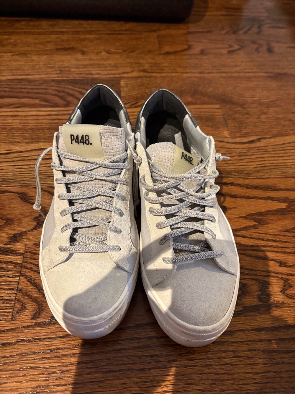 P448 women’s size 39 Light Gray Suede & Leather Low-Top Sneakers